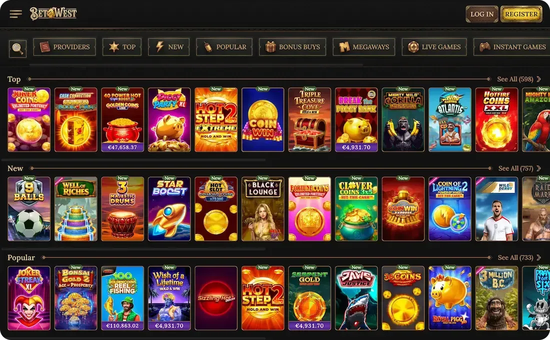 betwest casino games